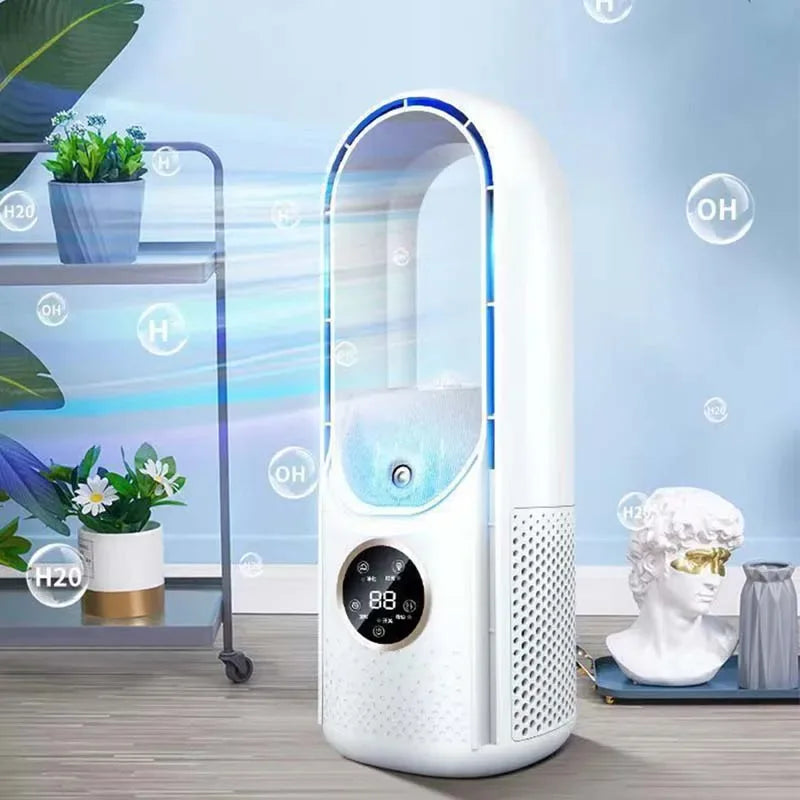 Bladeless Fan Air Cooler Portable Led Display Desktop Fanless Bladeless Cooler Cooling Six Gear Adjustable Fan Office Bedroom