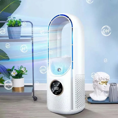 Bladeless Fan Air Cooler Portable Led Display Desktop Fanless Bladeless Cooler Cooling Six Gear Adjustable Fan Office Bedroom