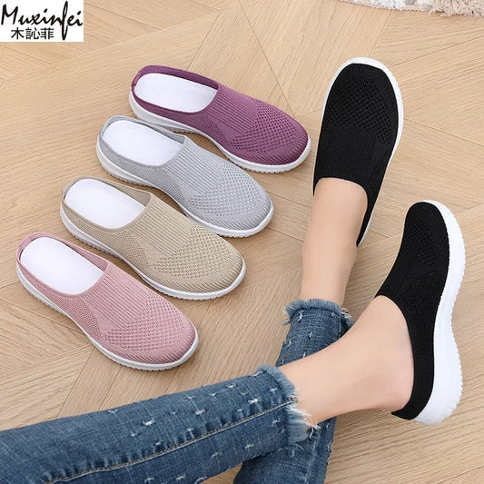 Women's Summer Shoes Plus Size Casual Single Ladies Shoes Soft Sole Cover Half Slippers Sale Shoes with Free Shipping