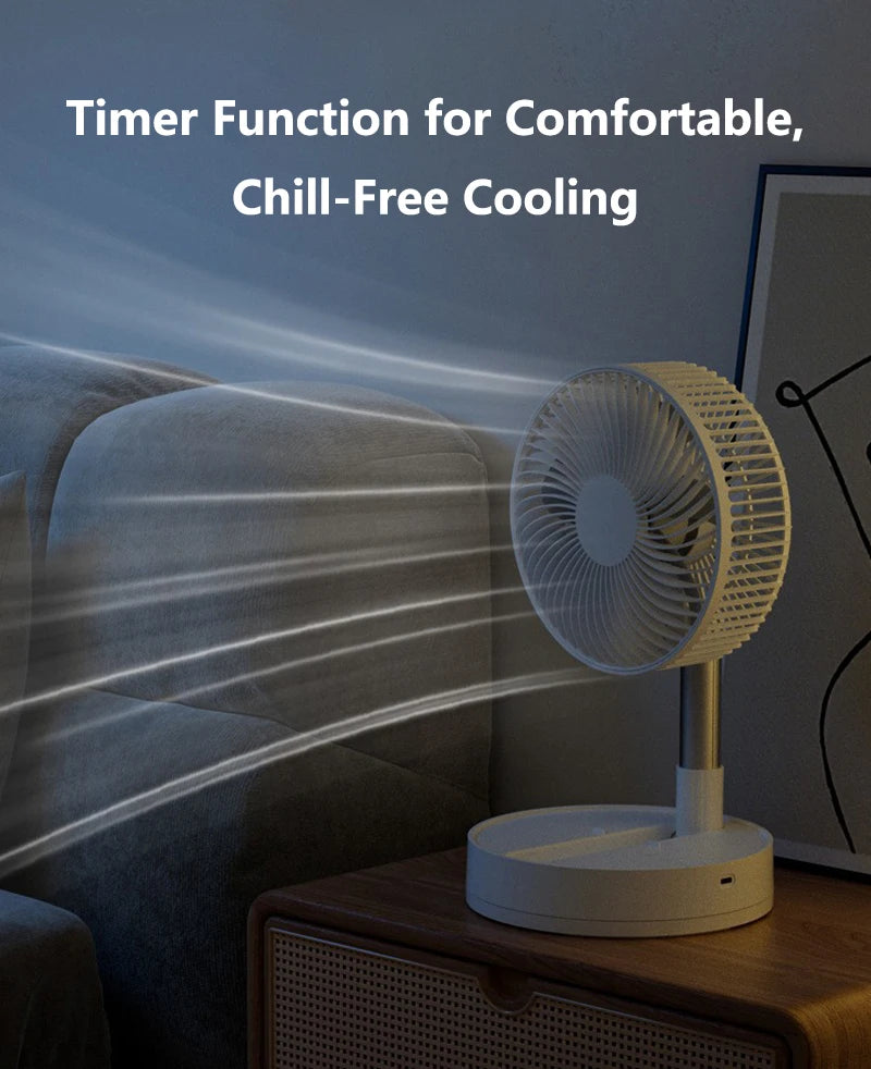 Lenovo USB Foldable Portable Fan 8inch 4 Speeds Timing Battery Operated Mini Floor Fan for Bedroom Indoor or Outdoor Table Fan