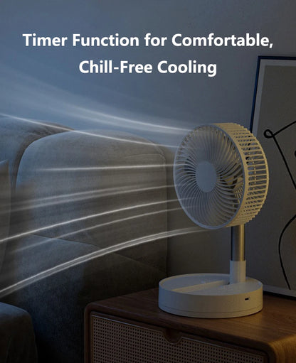 Lenovo USB Foldable Portable Fan 8inch 4 Speeds Timing Battery Operated Mini Floor Fan for Bedroom Indoor or Outdoor Table Fan