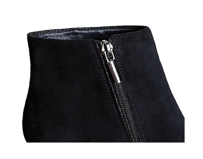 BIGTREE Shoes Suede Ankle Boots For Women Heels Winter Boots Pointed Stilettos High-heeled Boots Side Zipper Black Short Boots
