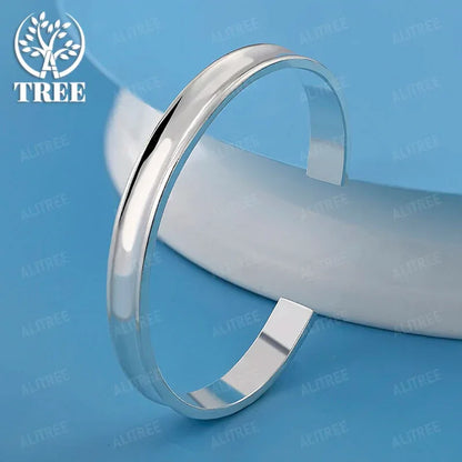 8mm 925 Sterling Silver Smooth Bangles Women Party Fashion Simple Jewelry Men Anniversary Gift Valentine's Day Accessories