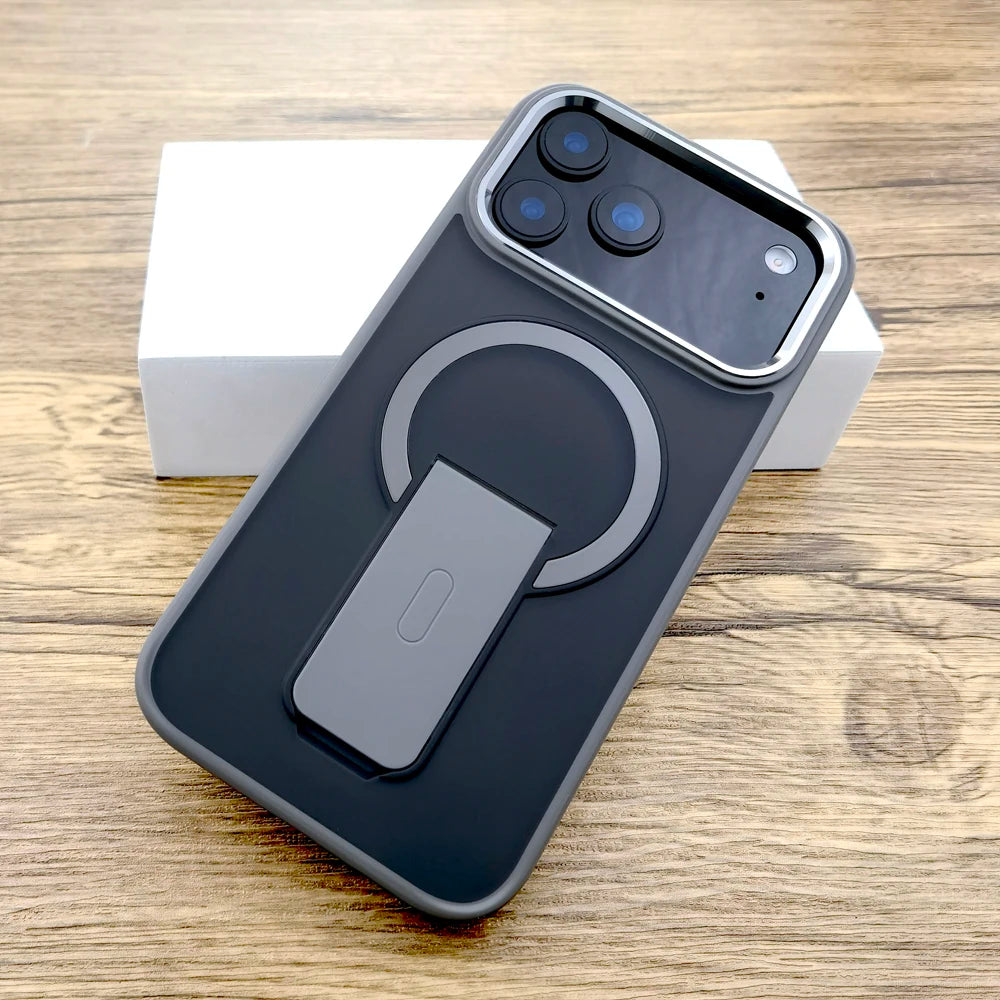 Shockproof Armor Matte Case For iPhone 17 16E 16 15 14 13 12 11 Pro Max Air 17Pro Magsafe Wireless Charge With Stand Full Covers
