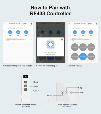 Tuya WiFi RF433 Smart Curtain Switch Controller Connect Roller Shutters Blinds Motor Switch Smart Life APP For Alexa Google Home
