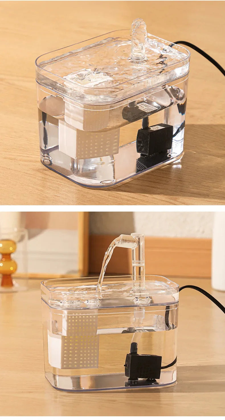 1000ml Automatic Pet Water Fountain Transparent USB Power Cat Water Dispenser for Indoor Dog and Cat Water Feeding Supplies