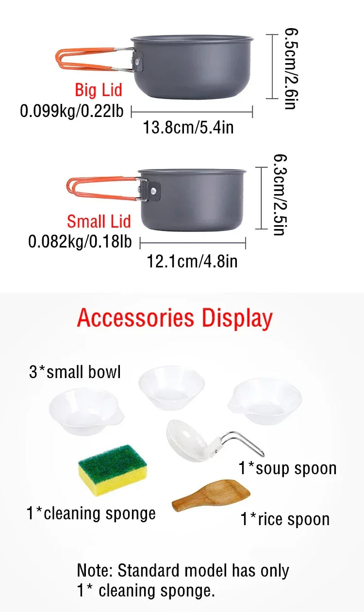 Naturehike Camping Cooking Set Outdoor Picnic Camping Pot Ultralight Portable Picnic Cookware 2-3 Person Hiking Non Stick Pots