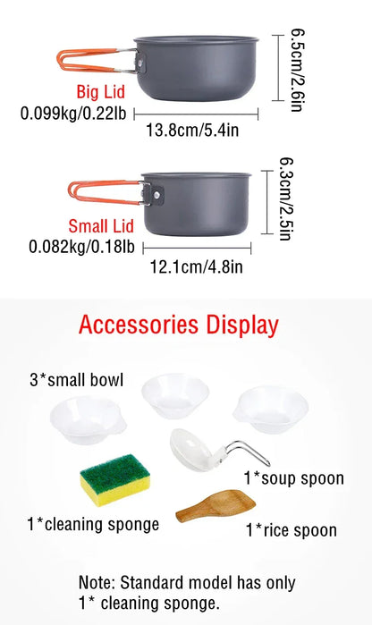 Naturehike Camping Cooking Set Outdoor Picnic Camping Pot Ultralight Portable Picnic Cookware 2-3 Person Hiking Non Stick Pots