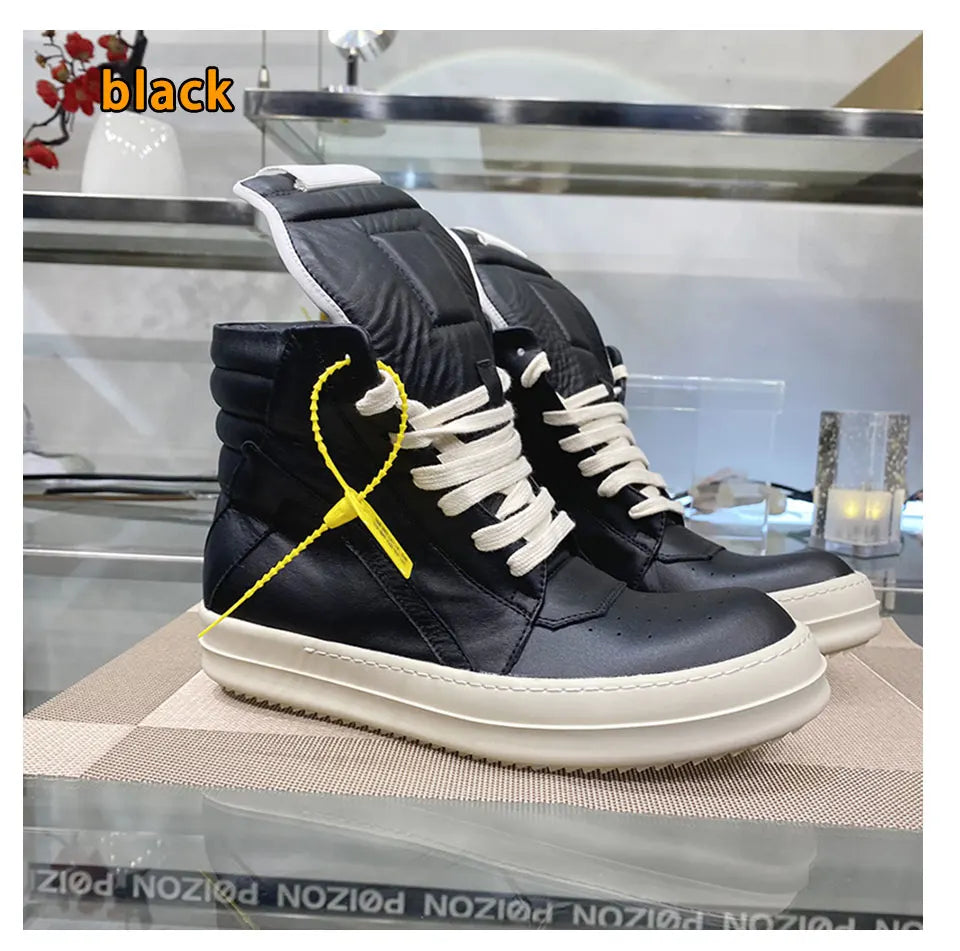 Ro Shoes Men Leather 2025 New Earthy Grey Cow Suede Lace Up Zipper Thick Sole Luxury Geo Women Street Hip-hop Casual Flat Boots