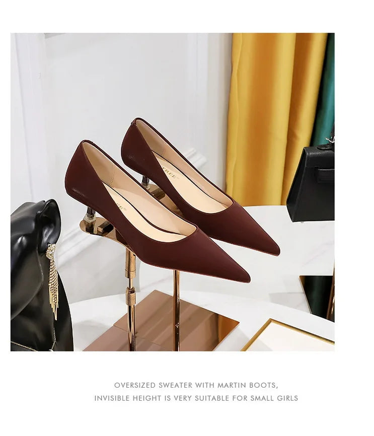 BIGTREE Shoes Women 4.5 Cm Heels Pointed Toe Woman Pumps Fashion Kitten Heels Large Size 34-43 Sexy Mid Heeled Female Shoes 2026