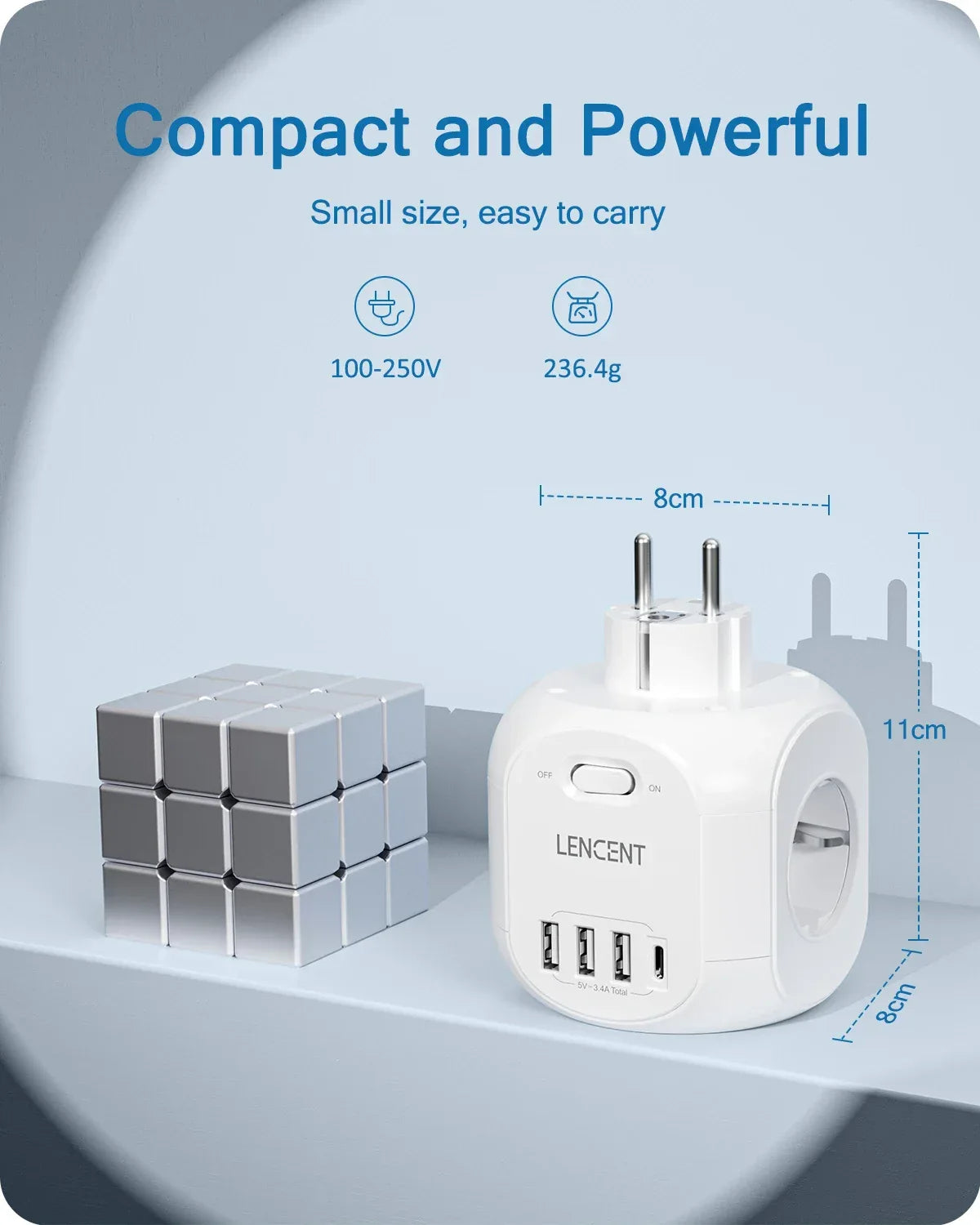 LENCENT USB Sockets dice Without Cable socket EU Socket Adapter Multiple socket EU Outlet Extender