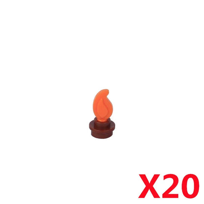 MOC Medieval Campfire Building Block Flame Wave Candle Transparent Wine Bottle Educational Toy Compatible Accessories Brick K054