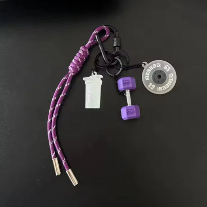 Fitness Keychain Gym Lover Barbell Key chain Weightlifting Keyring Silicone Weight Plate Gym Gifts Workout Gifts Bag Charm Backp