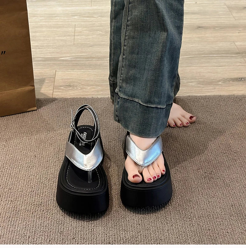 Summer Women Platform Wedges Heel Sandals Fashion Clip Toe Ladies Elegant Party Dress Gladiator Sandalias