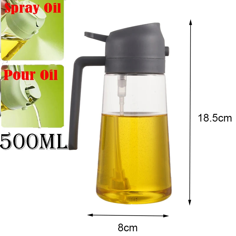 Oil Sprayer Kitchen Spray Oil Polisher 2in1 500ml Plastic Oil Sprayer Bottle Spray Dispenser Cruet BBQ Kitchen Baking Roasting