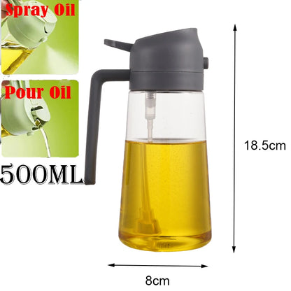 Oil Sprayer Kitchen Spray Oil Polisher 2in1 500ml Plastic Oil Sprayer Bottle Spray Dispenser Cruet BBQ Kitchen Baking Roasting