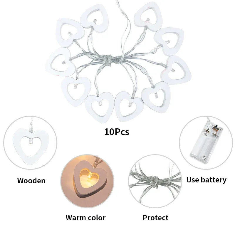 LED Light String Fairy Peach Heart Garland Lamp Bedroom Garden Birthday Valentine's Day Wedding Party Decoration Lights String