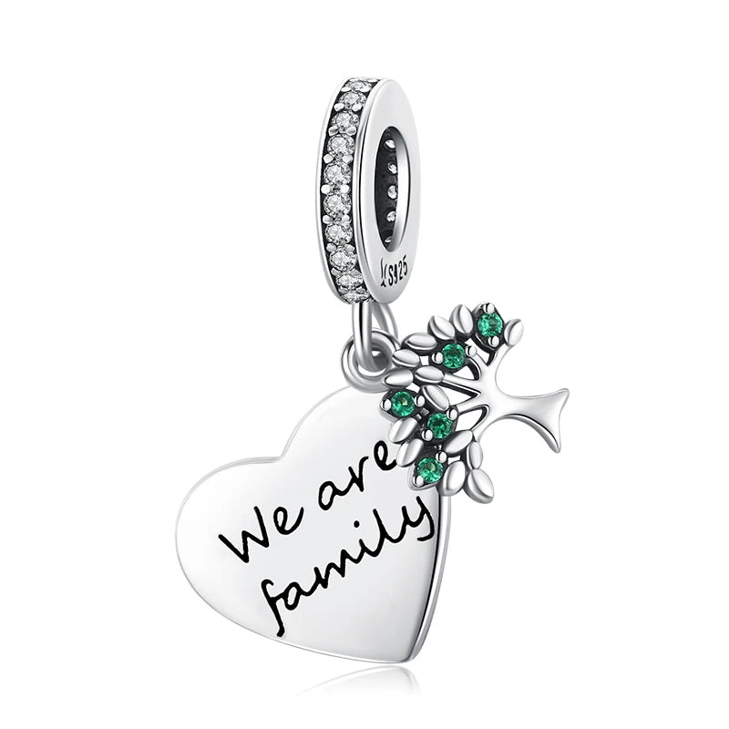 WOSTU Real 925 Sterling Silver Heart Pendents Gifts Charms Beads Fit Original DIY Bracelet Necklace Mother's Day Jewelry for Mom