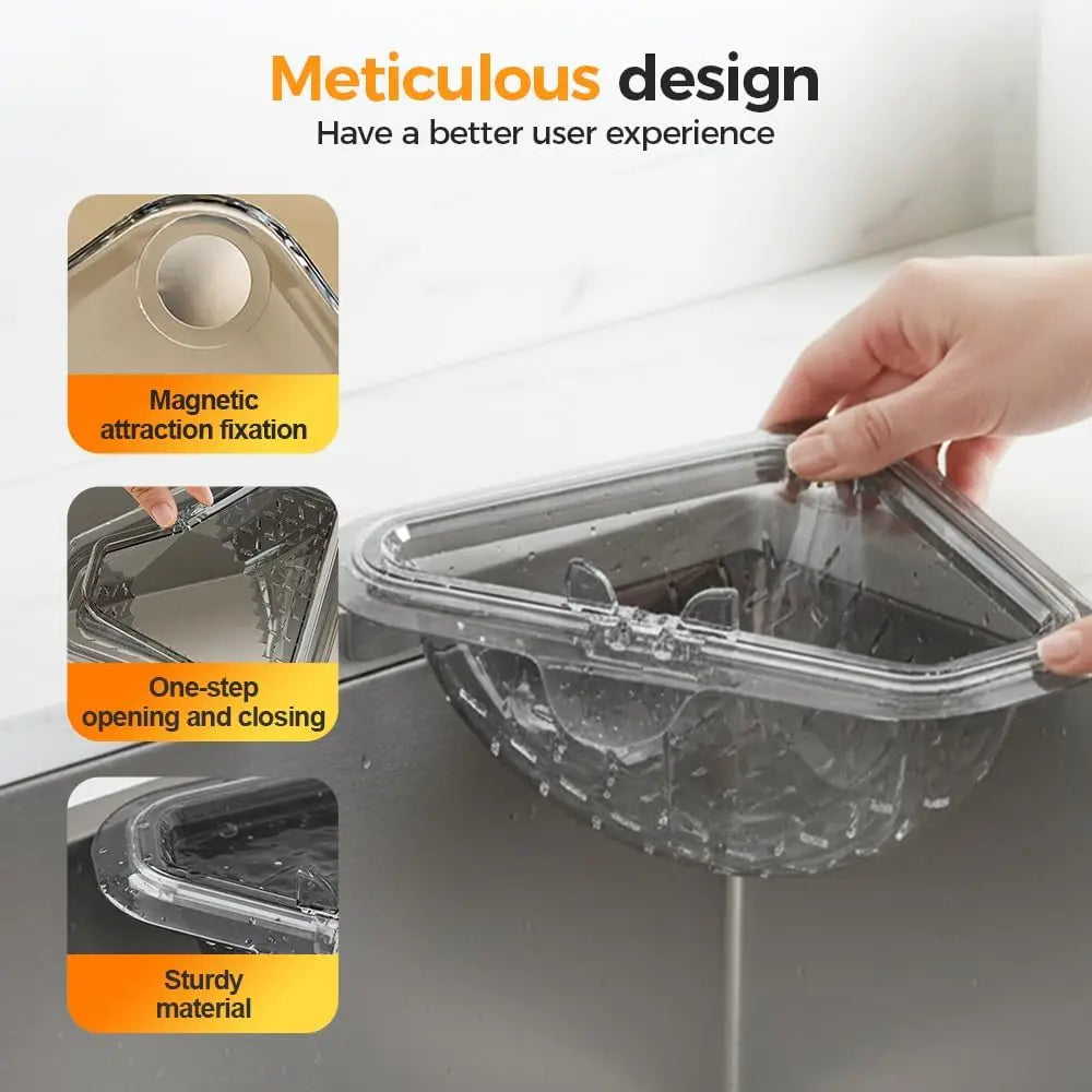 Creative Triangular Sink Drain Basket Transparent Multifunction Kitchen Organizer Hanging Filter Mesh Basket Sink Gadgets