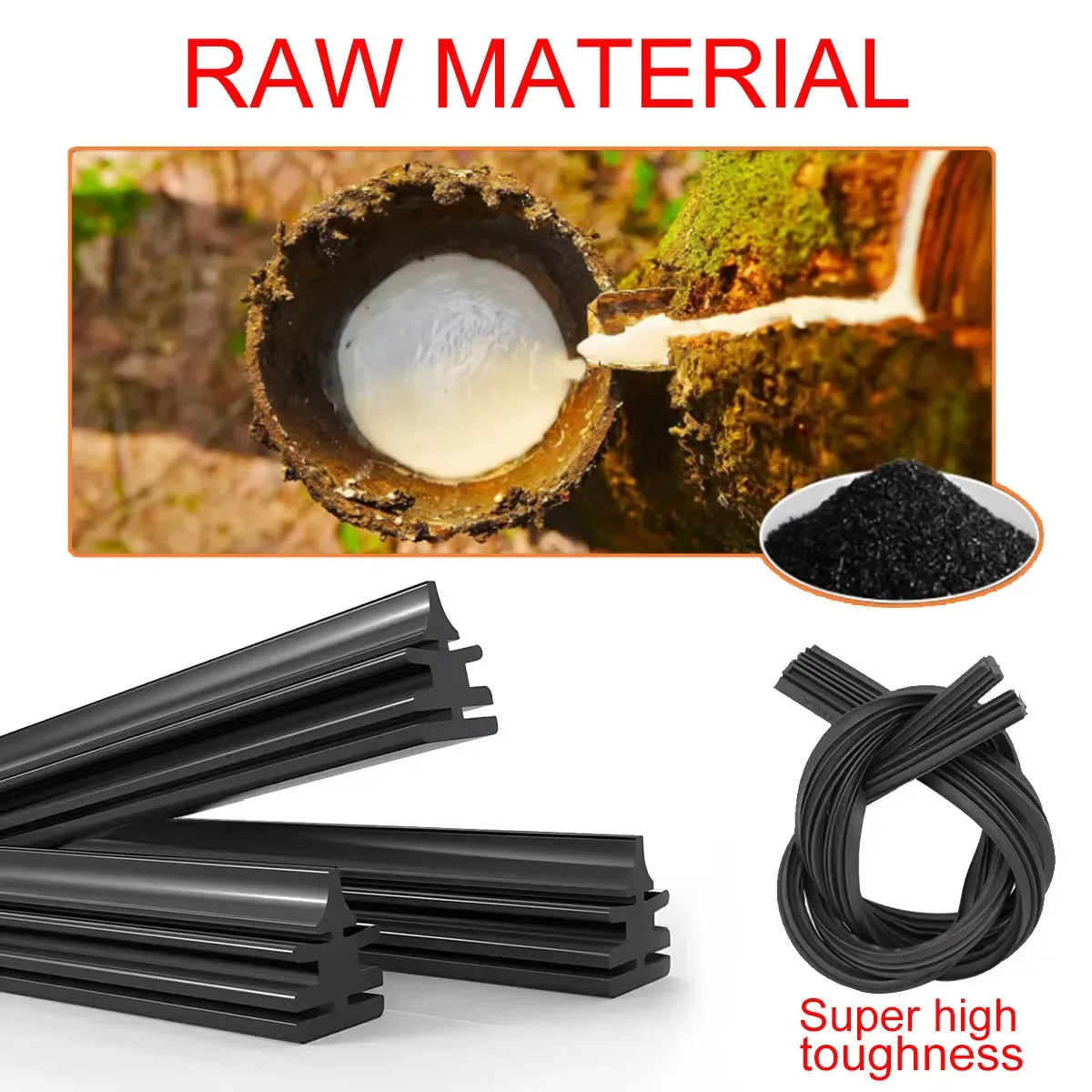6mm Car Wiper Blade Replacement Strip Boneless Rubber Strip Frameless Wiper Rubber Strip Accessory 26 "28" 30 "32" Inch 2PCS