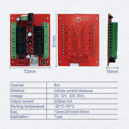 8CH Tuya Wifi Switch Module DC 12V 24V 8 Channels Wireless Relay Module APP Remote Control DIY Smart Home Automation