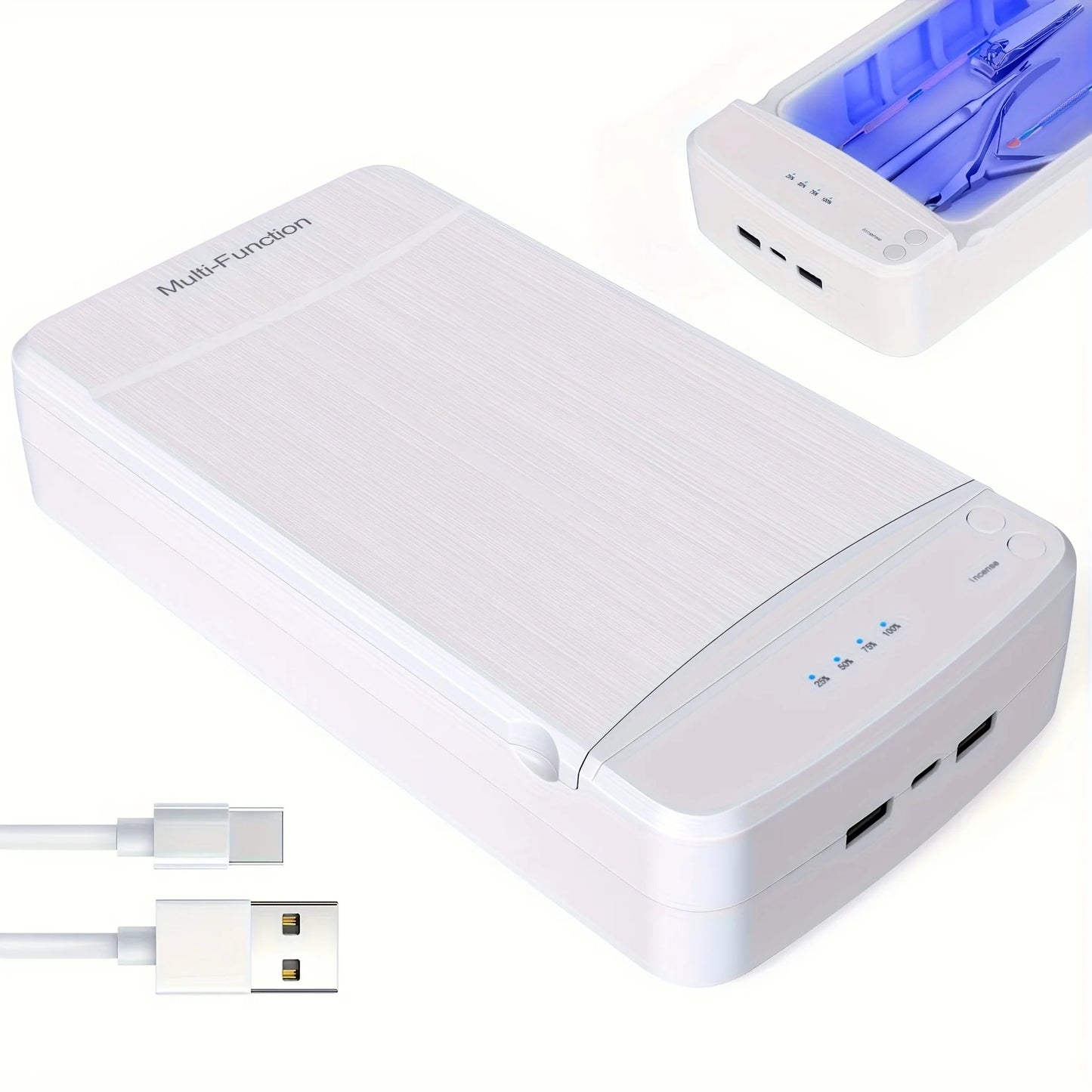 Portable USB Nail Tool Sterilizer with Blue Light – Ideal for Manicure, Tweezers, Scissors, Jewelry, Phones, Watches & Keys