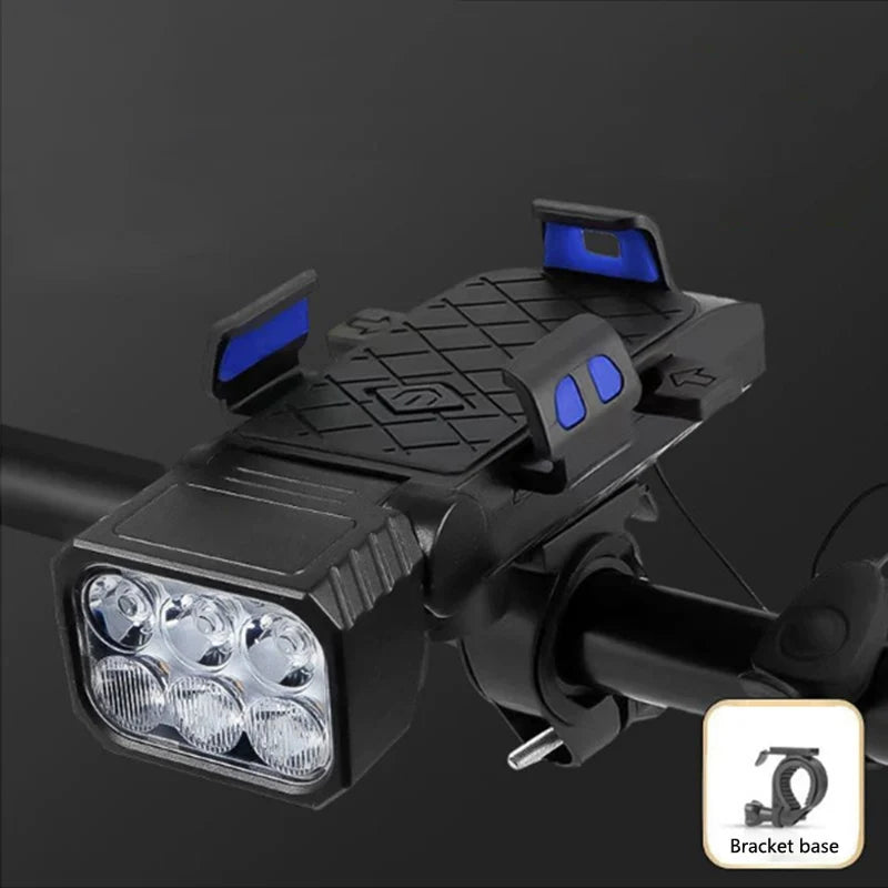 Bicycle Front Light with Horn & Phone Holder Cycling Bicycle Headlight Multifunctional Phone Holder Lamp Cycling Accessories