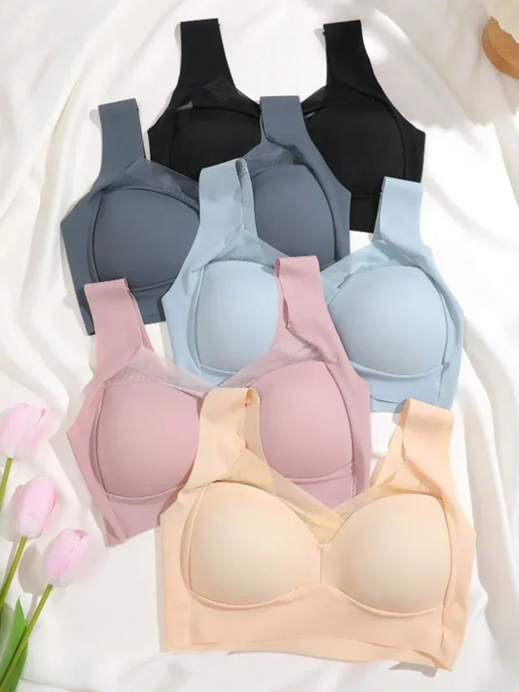 2 PCS Underwear Seamless Bra Women Is Sexy Large Size Tops Support Small Comfortable No Steel Ring Underwear L-6XL