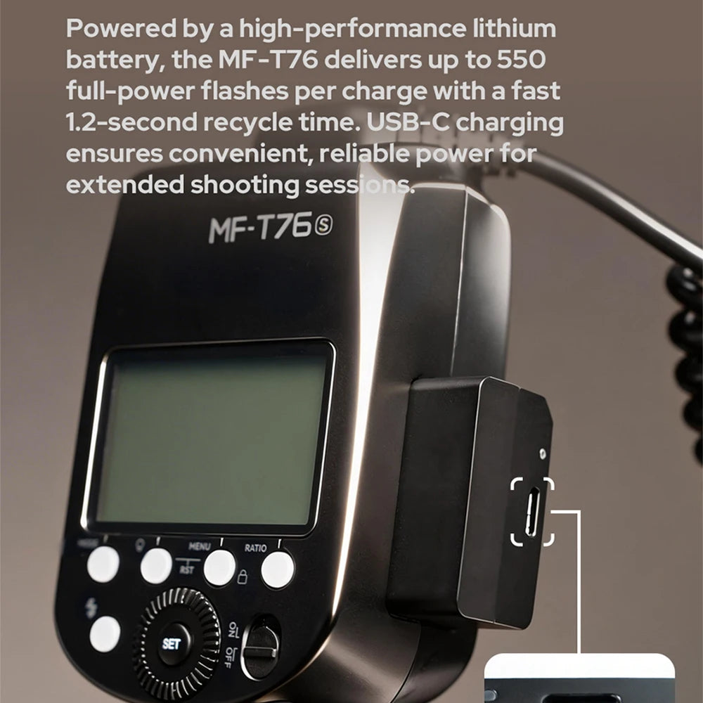 Godox MF-T76 C/N/S Macro Twin Flash TTL Auto Flash 1.2s Full-Power Recycling Dual Flash Heads compatible with Sony Canon Nikon