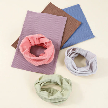 Kids Cotton Scarf Multipurpose O Neck Ring Scarf Solid Print Children Autumn Winter Warm Windproof Scarves For Boys Girls