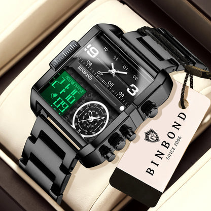 BINBOND Luxury quartz watches for men luminous waterproof multi-functional men's watch sport fashion casual reloj wristwatch TOP