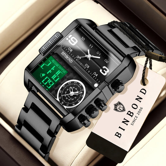 BINBOND Luxury quartz watches for men luminous waterproof multi-functional men's watch sport fashion casual reloj wristwatch TOP