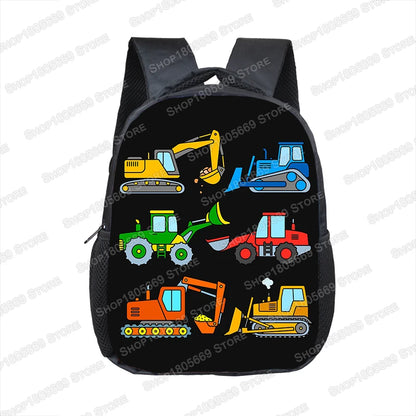 Truck/Ambulance/Car/Tractor Backpack Children's 12 Inch Kindergarten School Bag Cartoon Printing Excavator Backpack