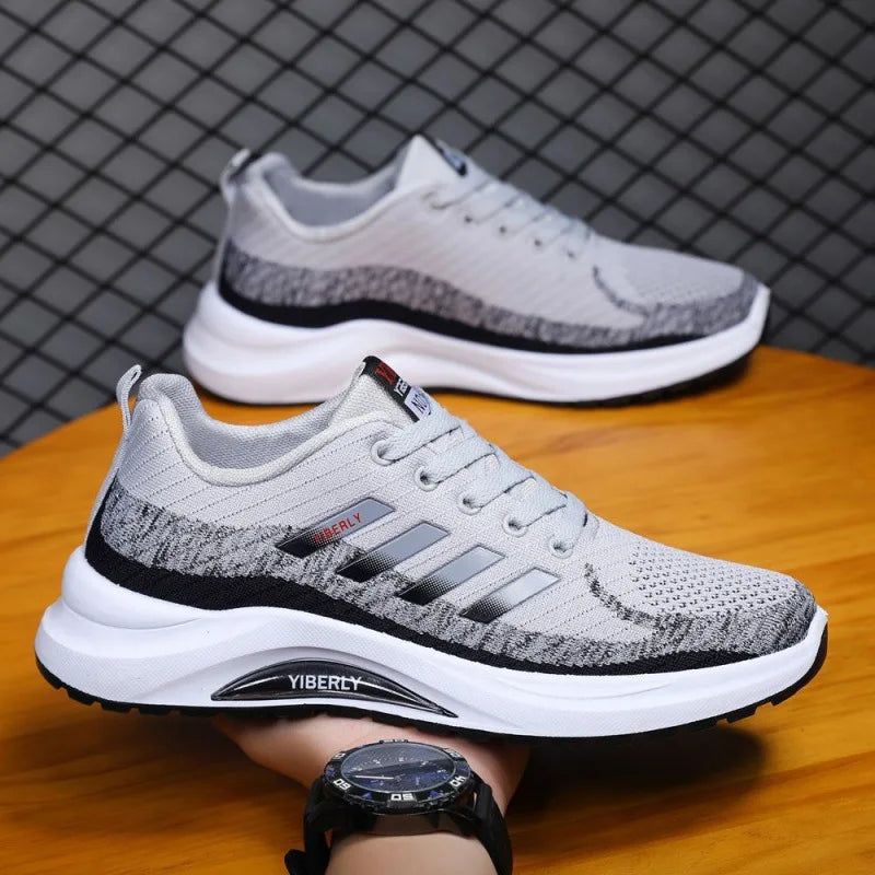Men's Fashionable Sporty Casual Shoes Spring Autumn New Style Running Shoes Breathable Mesh Upper Thick Bottom PVC Outsole