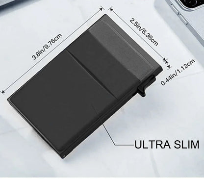 Slim RFID Blocking Metal Wallet for Men - Minimalist Smart Magic Card Case Holder with Protection for Bank ID and Credit Cards