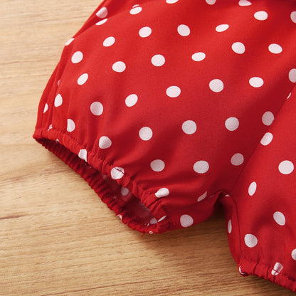 0-18 Months Newborn Baby Girl Cute Polka Dot Summer Outfit Set Short Sleeve Bodysuit+Pants+Headband Toddler Girls Clothing