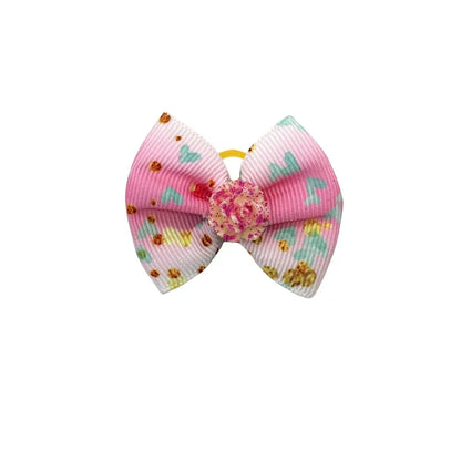 50/100pc Valentine's Day Dog Hair Accessories Diamond Dog Hair Bows Pink Love Style Pet Dog Ribbon Bow Rubber Bands Dog Supplies