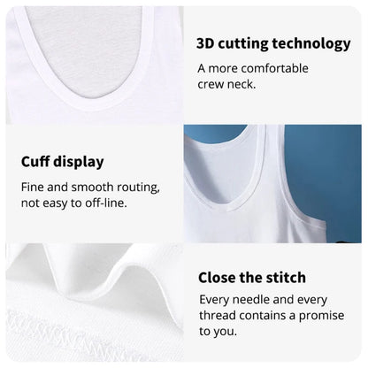 3/5 Pcs European plus-size men's cotton Joker vest loose plus-size youth fitness sleeveless round neck middle-aged hypertrophy T