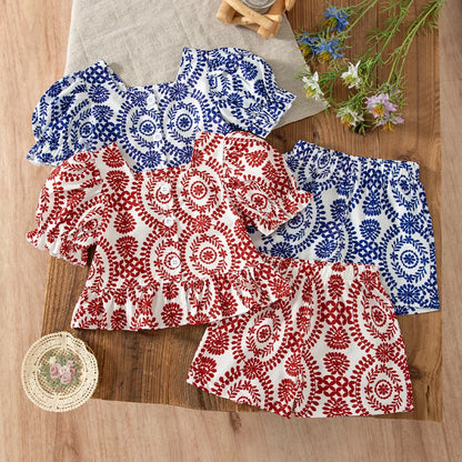 2pc/Set Baby Girl Set Summer Floral Short-Sleeve Top And Shorts Baby Girl Clothes Cute Beach Baby Outfit Set