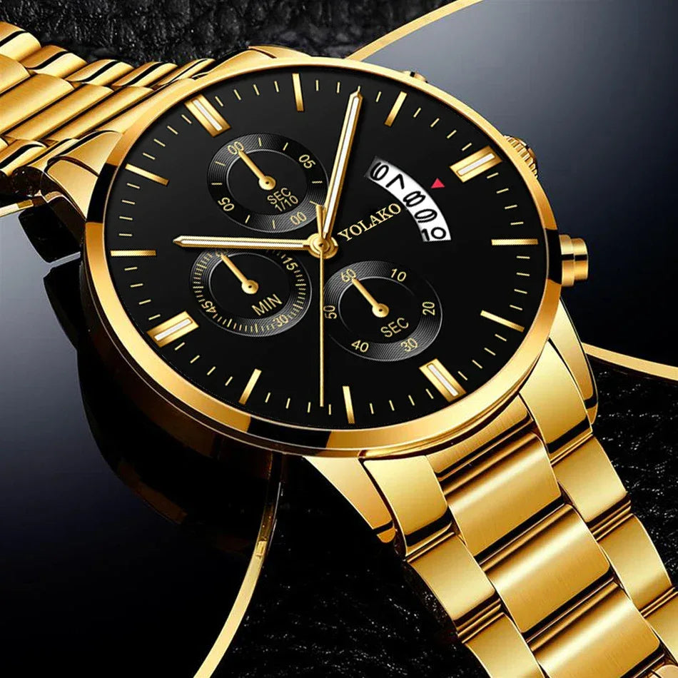 Luxury Men Stainless Steel Watch Calendar Quartz Wristwatch Business Watches Man Clock Relogio Masculino