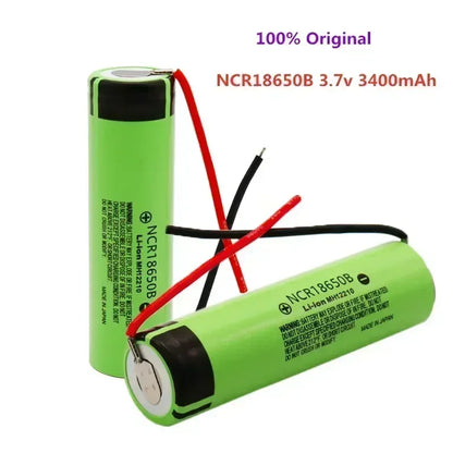 18650 battery 3400mah 3.7V lithium battery NCR18650B 3400mah suitable for flashlight battery+DIY wire assembly