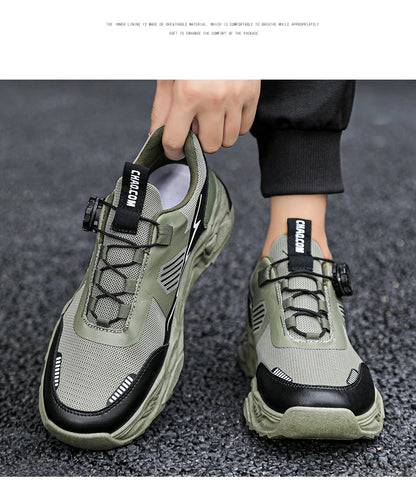 Men's casual sports shoes four season new rotating shoelaces comfort outdoor running walking shoes breathable soft-sole sneakers