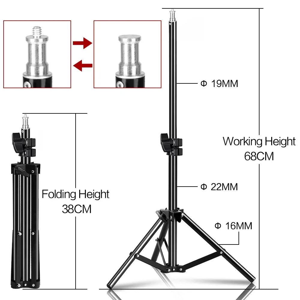 1/4 Screw Head Light Stand Tripod 2m 1.5m 68cm For Phone Selfie Stick Adjustable For Photo Studio Flashes Photographic Softbox