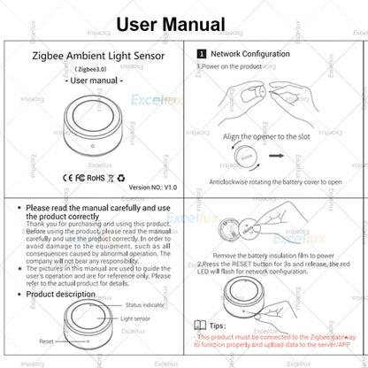 Smart Zigbee Light Sensor Illuminance Brightness Detector Real-Time Lux Monitoring Smart Home Automation For Tuya Smart Life Z2M