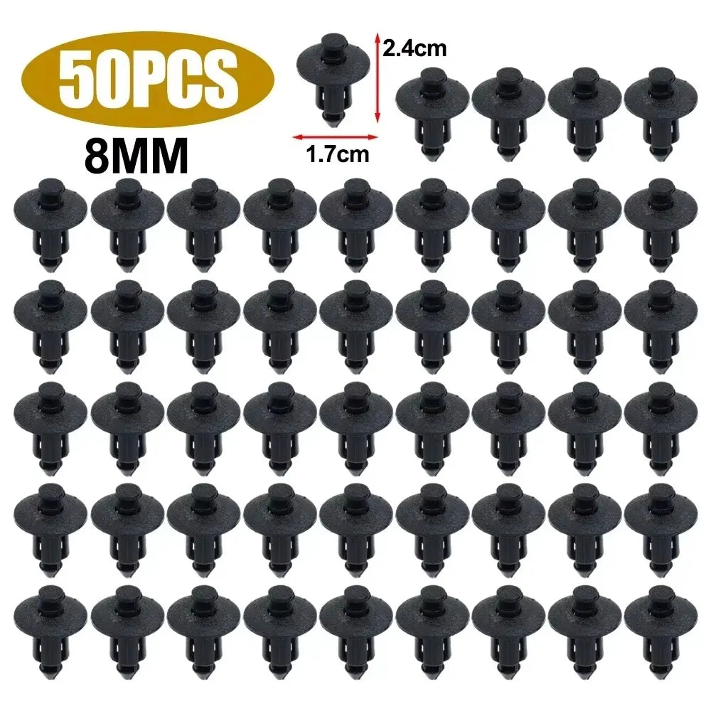 Car 8mm/6mm Hole Plastic Rivets Fastener Push Clip Black Auto Vehicle Door Trim Panel Retainer Fastener Clip Car Accessories