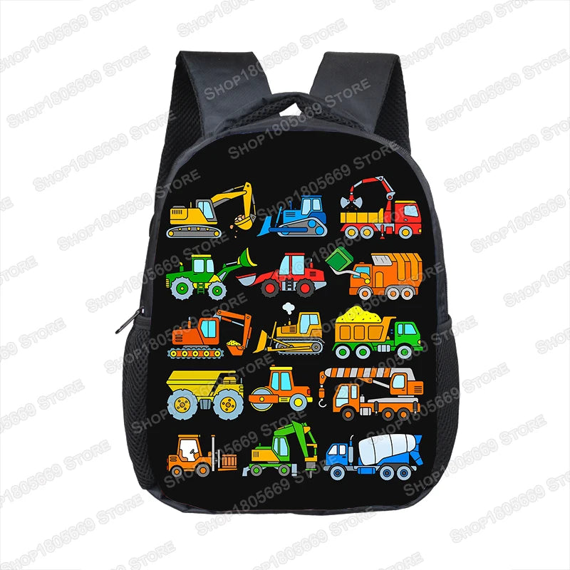 Truck/Ambulance/Car/Tractor Backpack Children's 12 Inch Kindergarten School Bag Cartoon Printing Excavator Backpack