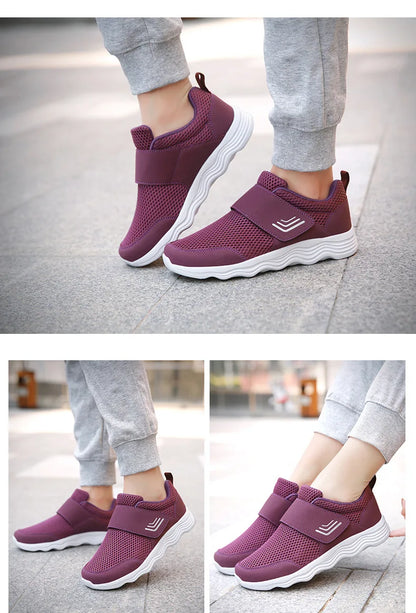 Men's Lightweight Sneakers With Hook And Loop Fastener, Casual Breathable Mesh Comfy Trendy Anti-skid Shoes For Walking