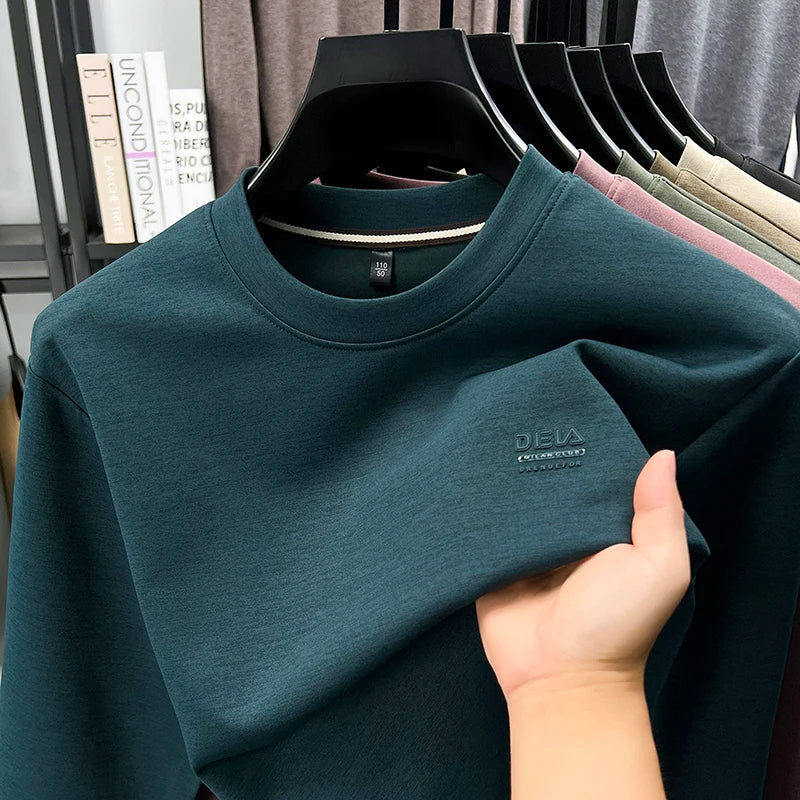 Sweatshirt Men 2025 New Style Spring and Autumn Men's Long Sleeved T-shirt Pure Cotton Round Neck Top T-shirt Base Shirt Trendy