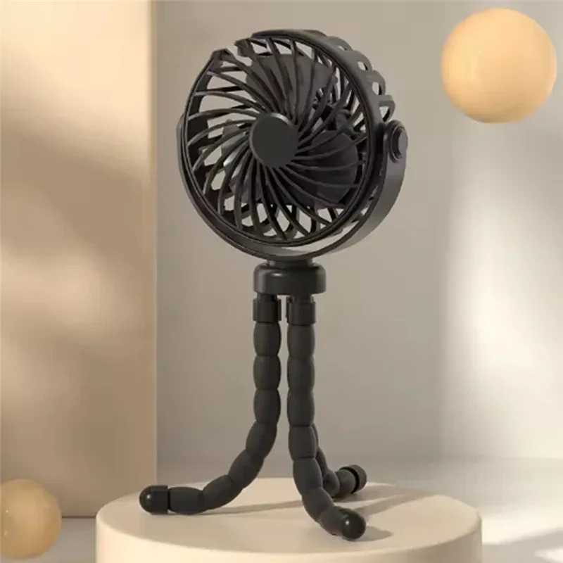Mini USB Fan Rechargeable Octopus Multifunctional Fixable Small Fan Portable Desktop for Baby Stroller Bicycle with Soft Wind