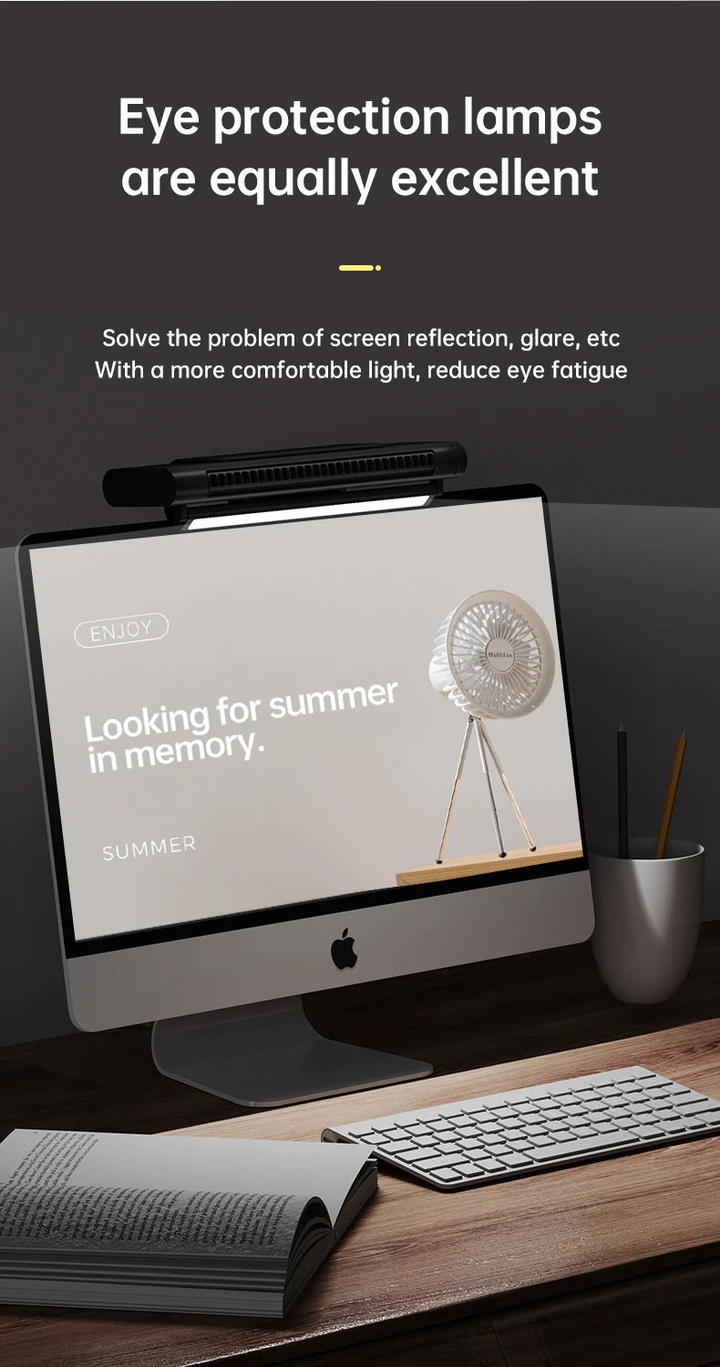 2026 Upgraded Portable Air Conditioner USB Charger Adjustable Office Computer Screen Mounted Electric Fan Desktop Tower F